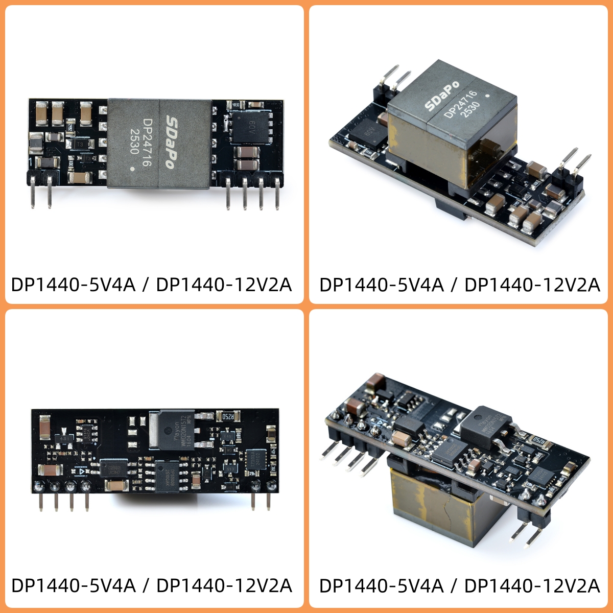 DP1440 5V4A 12V2A POE模块PD模块 插针式 标准48V 小体积 12V2A PoE模组
